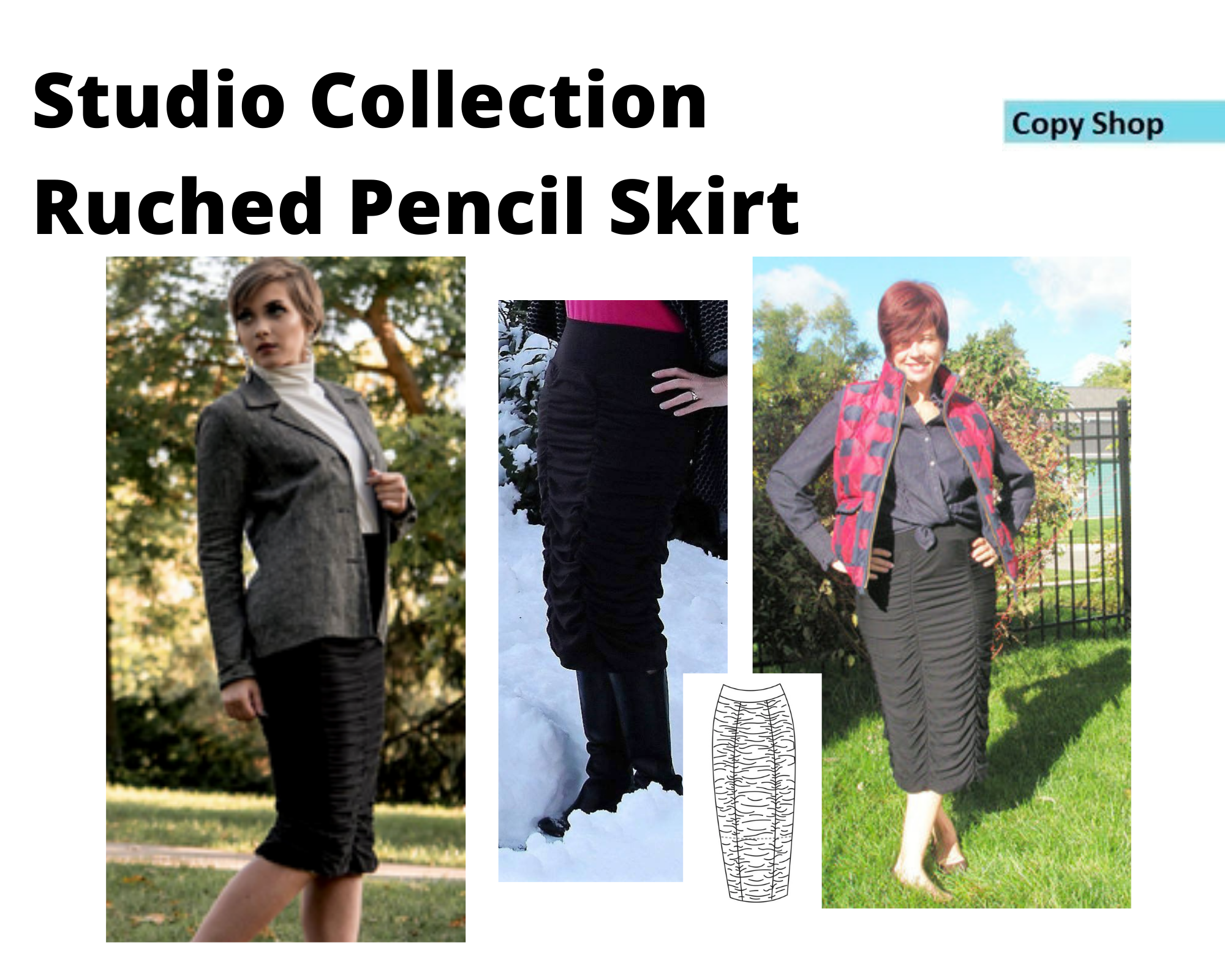 Long ruched pencil skirt hot sale